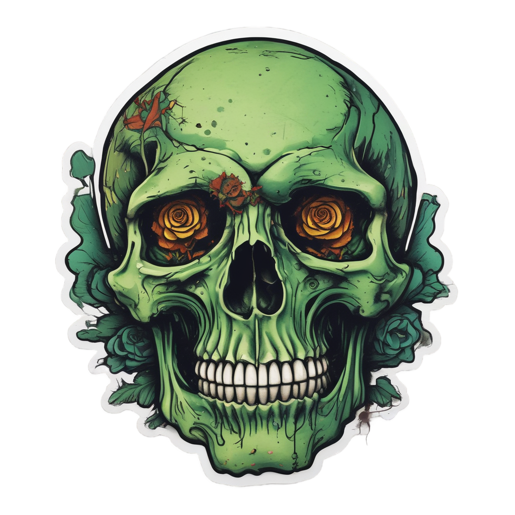 Skull and Biohazard Rose — biohazard stickers