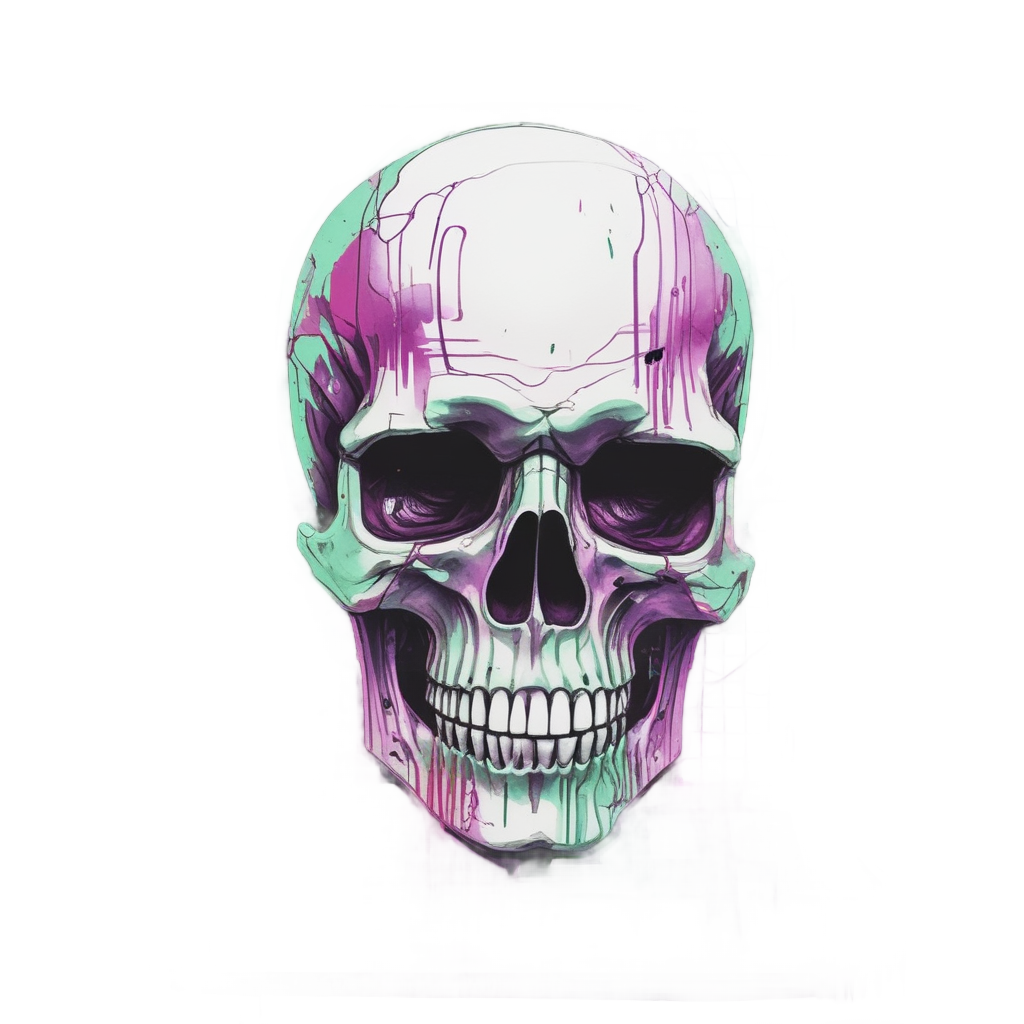 Skull Arcade Glitch — neon cyber skull stickers