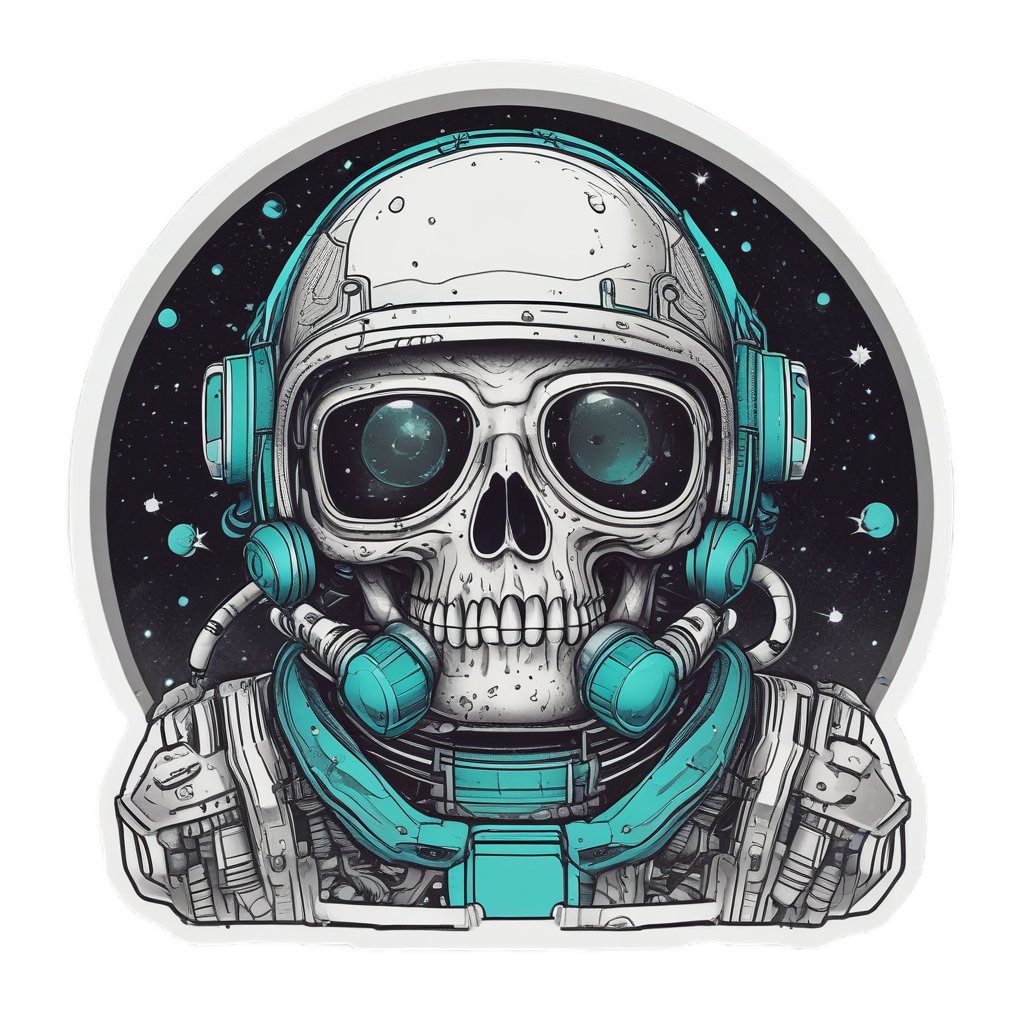 Skull Astronaut with Planet — skull & crossbones stickers