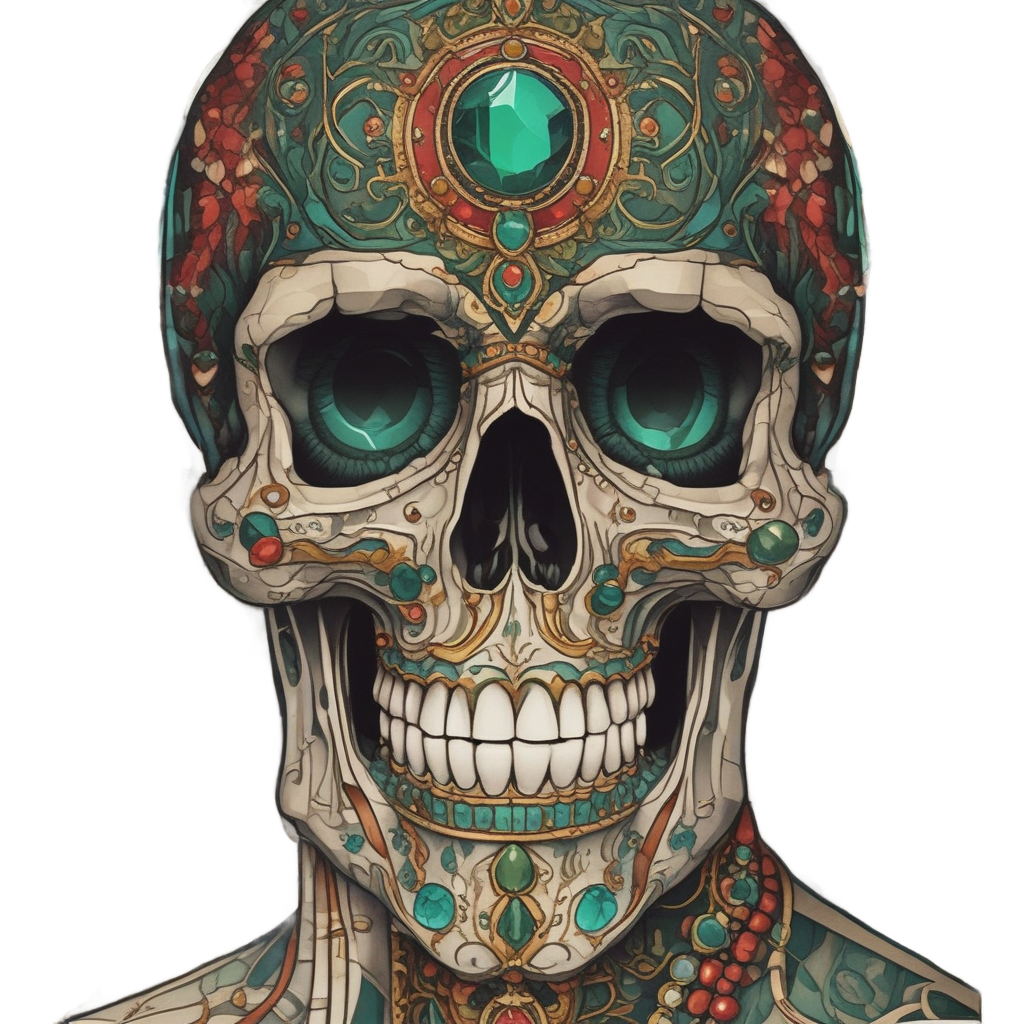 Skull Bejeweled with Gems — minimal skull stickers