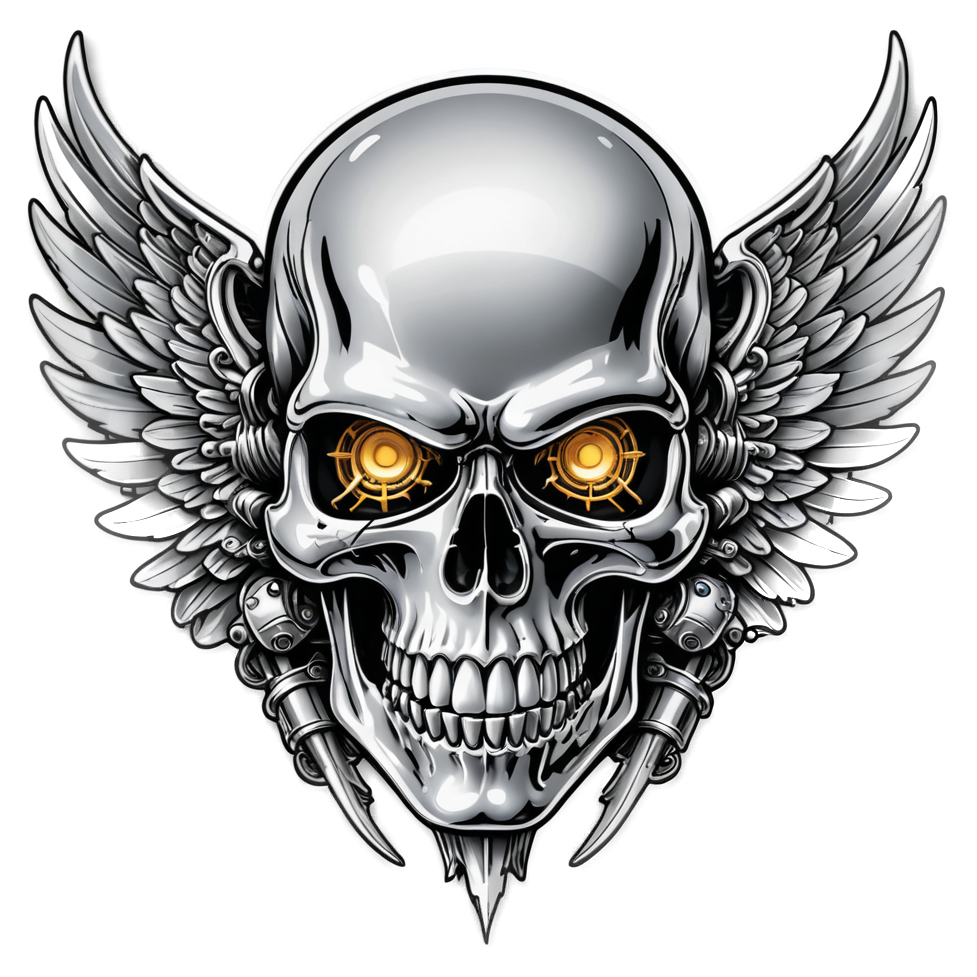 Winged Chrome Skull — skull stickers