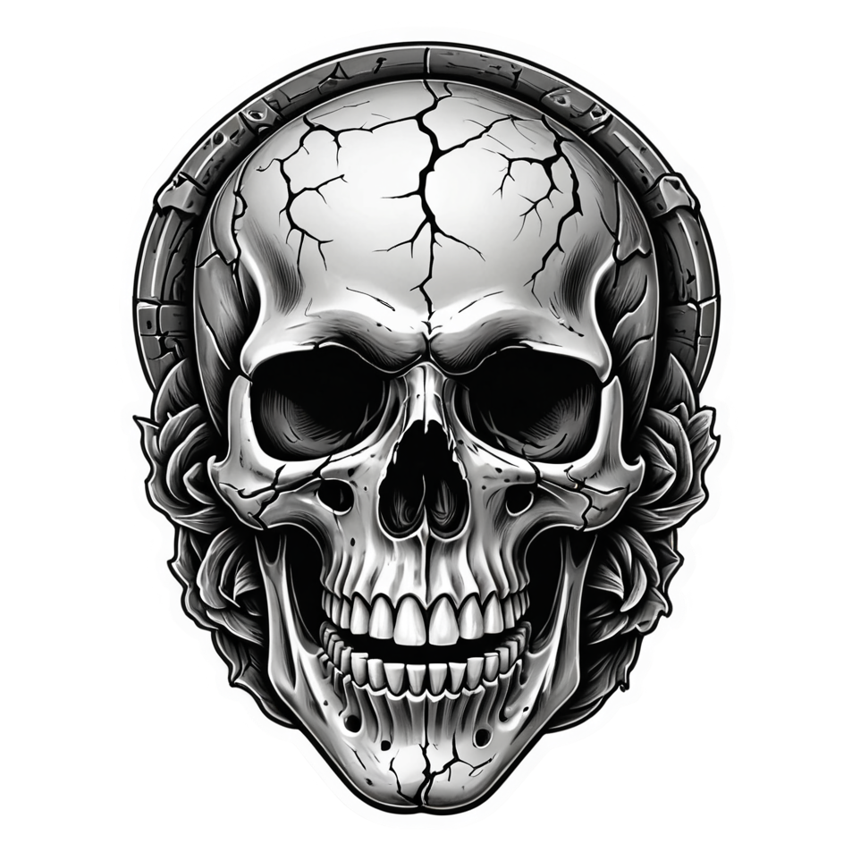 Cracked Bone Skull — skull stickers