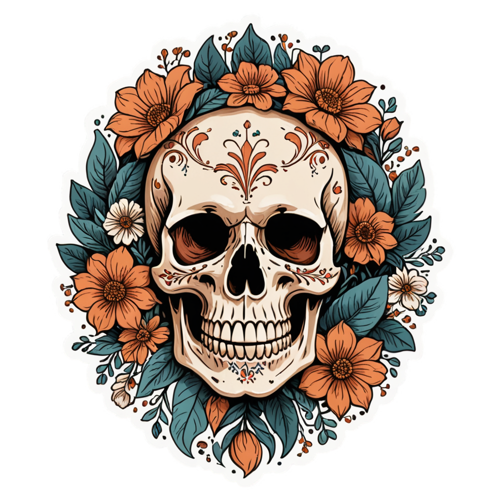 Arch Floral Skull — skull stickers