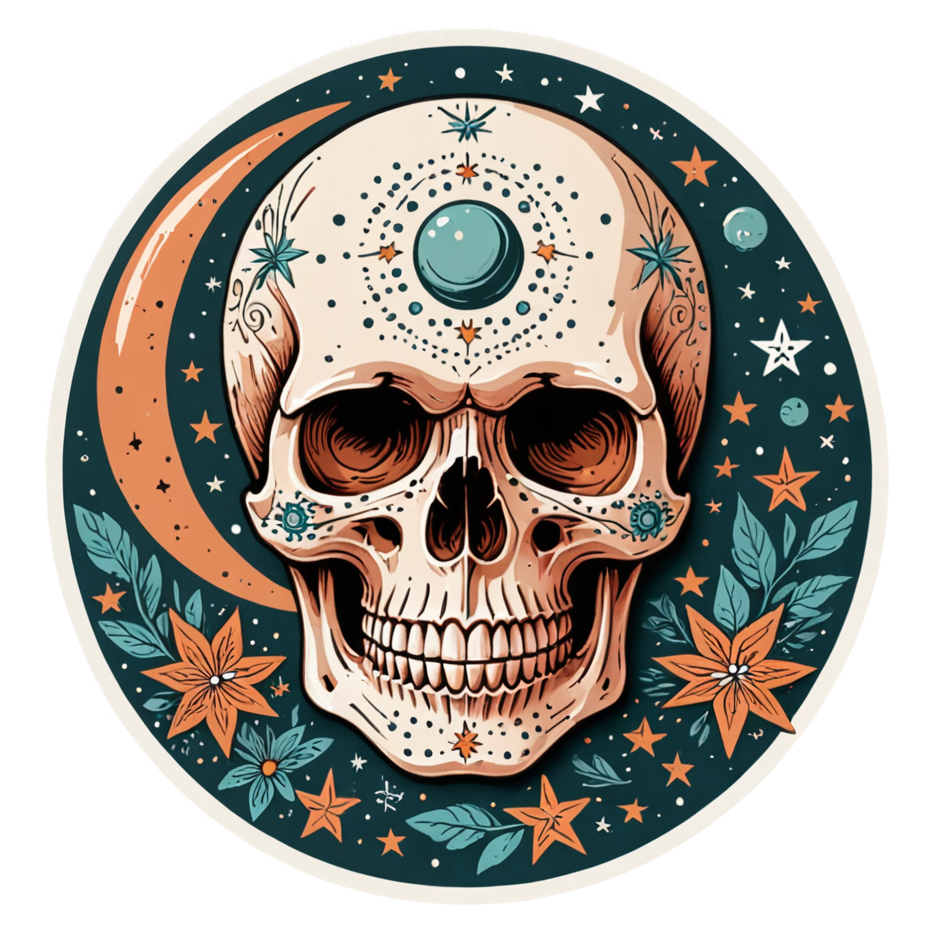 Celestial Boho Skull — skull stickers