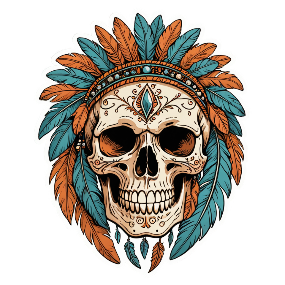 Feather Skull — skull stickers