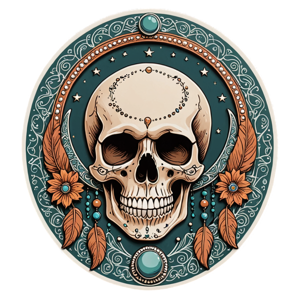 Boho Moon Skull — skull stickers