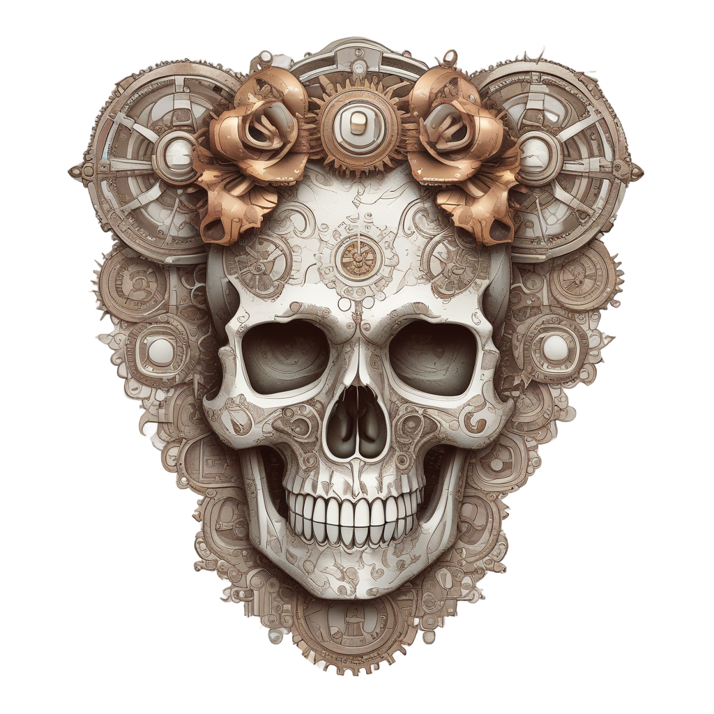 Skull Bow Steampunk Gears — cute skull stickers