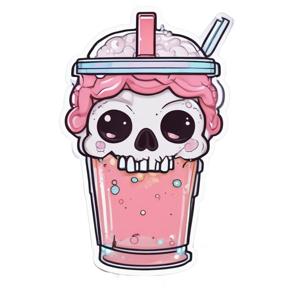 Skull Bubble Tea — cute skull stickers