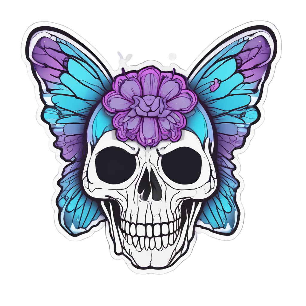 Skull Butterfly Wings — minimal skull stickers