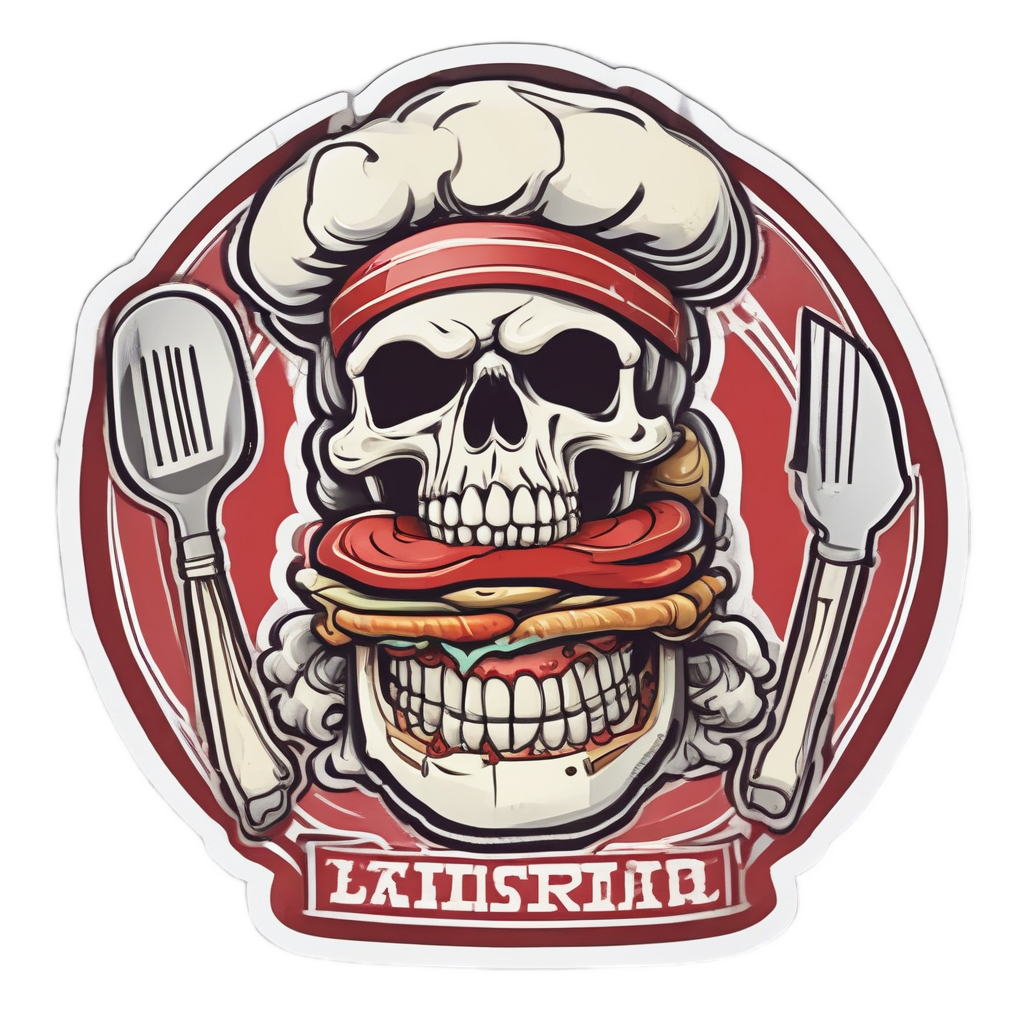 Skull Chef with Spatula — minimal skull stickers