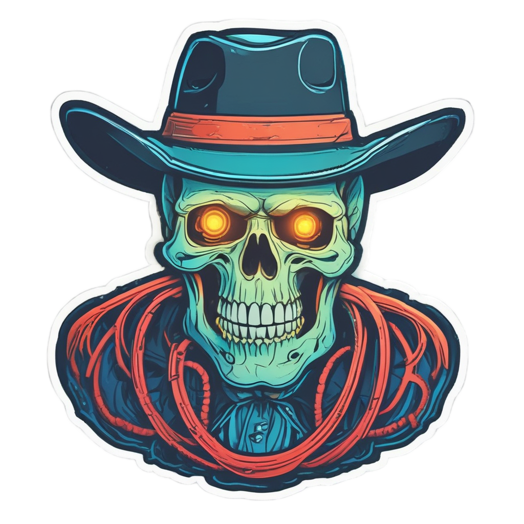 Skull Cowboy Lasso Star — minimal skull stickers