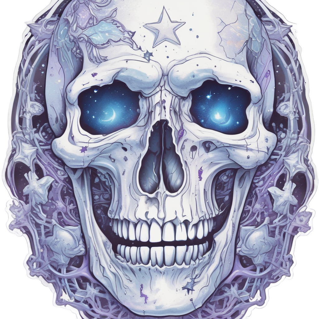 Skull Crying Stars — minimal skull stickers