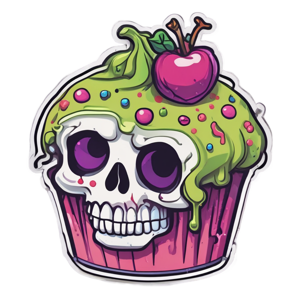 Skull Cupcake Frosting Drip — cute skull stickers