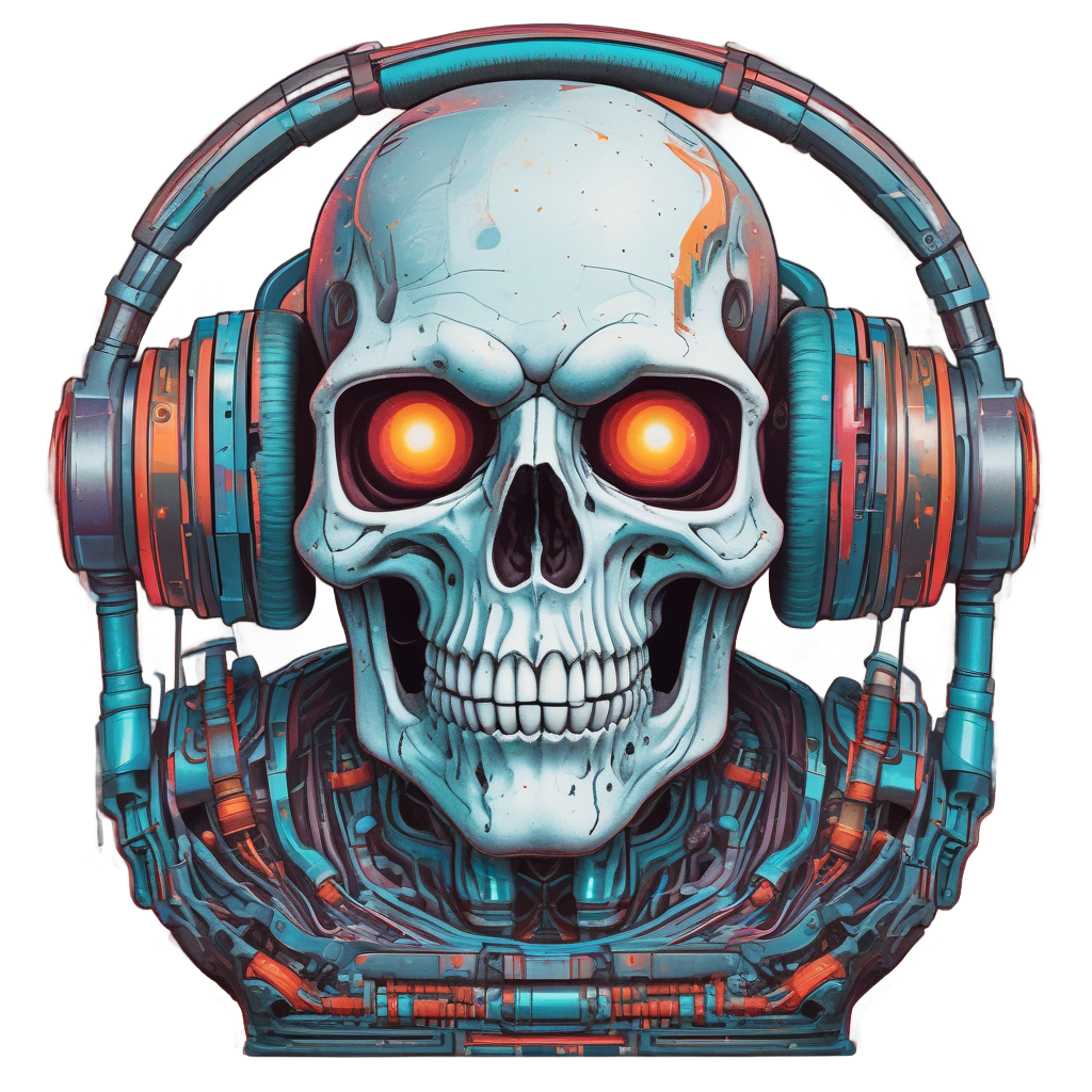 Skull Cyborg DJ — music stickers