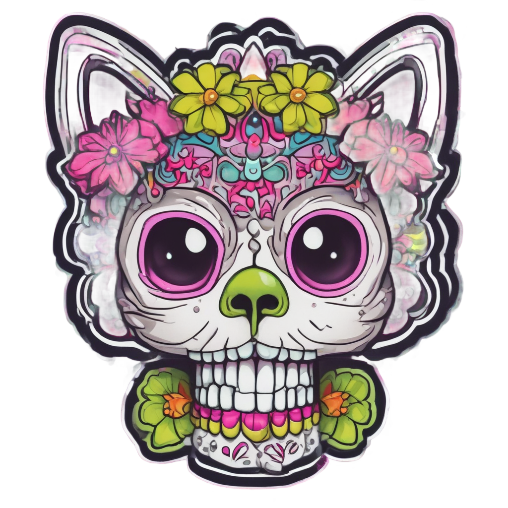 Skull Daisy With Cat — cat stickers