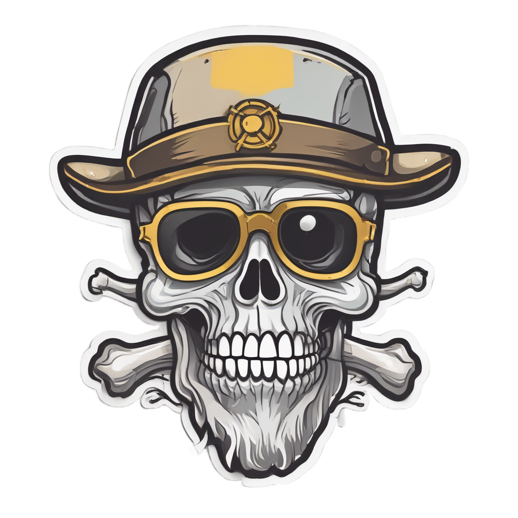 Skull Detective Magnifier — skull & crossbones stickers