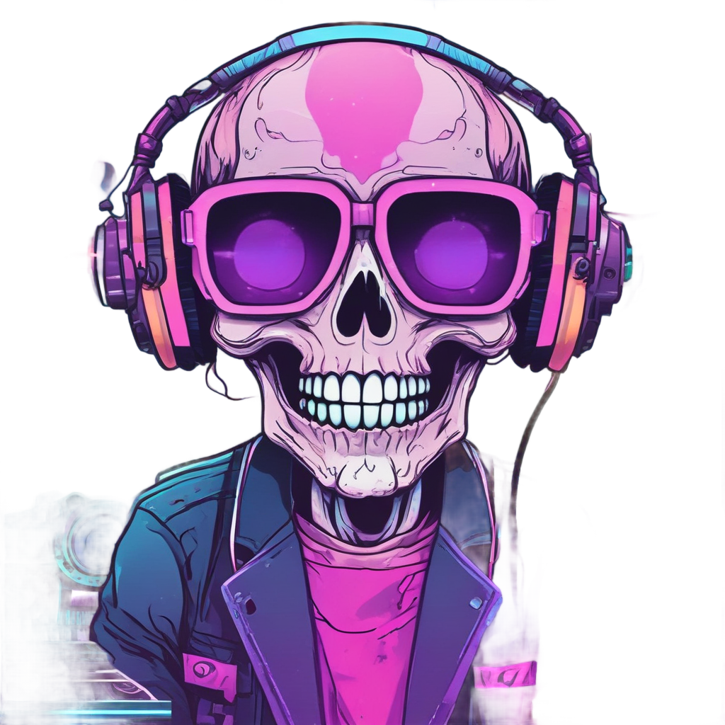 Skull DJ at Turntables — music stickers