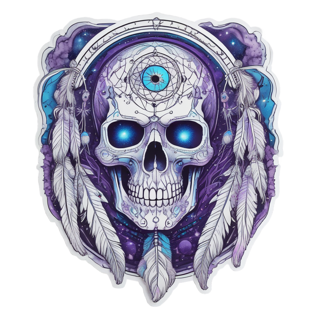 Skull Dream Catcher Galaxy — boho skull stickers