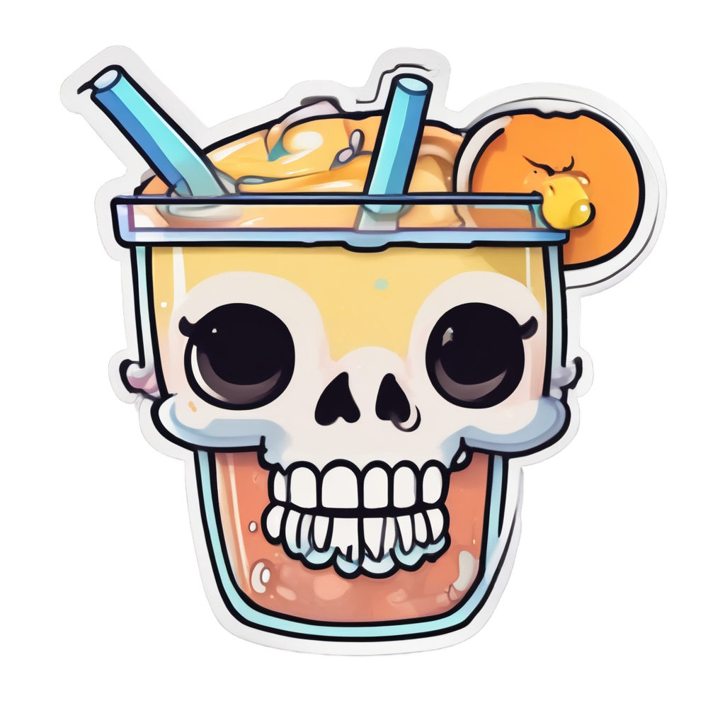 Skull Drinking Bubble Tea — cute skull stickers