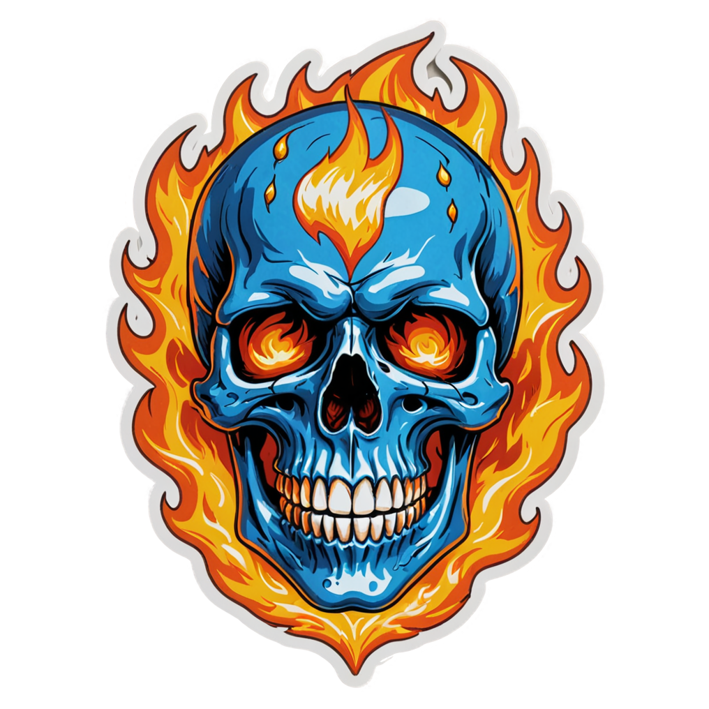 Blue Flame Skull — skull stickers