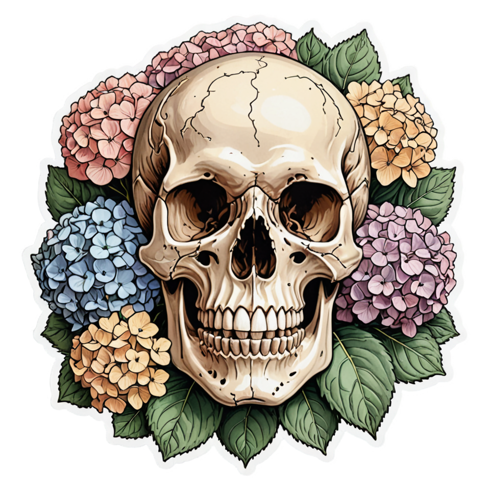 Hydrangea Skull — skull stickers