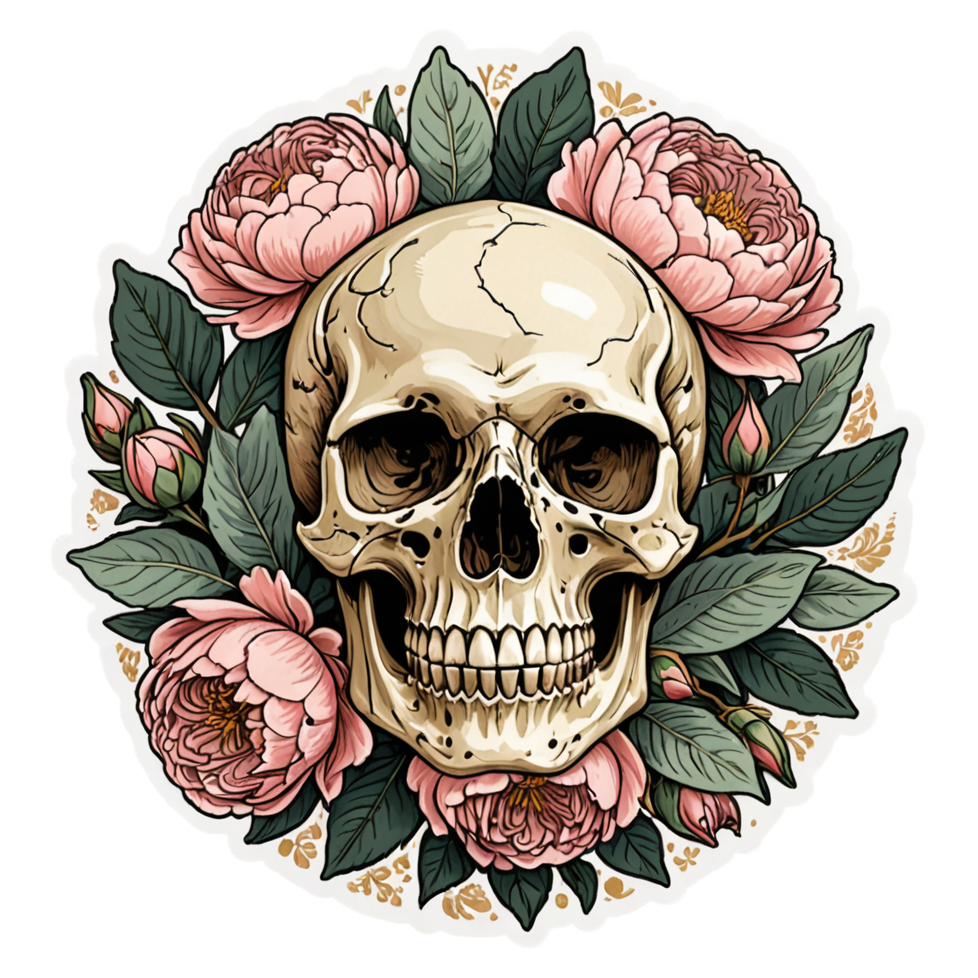 Peony Skull — skull stickers