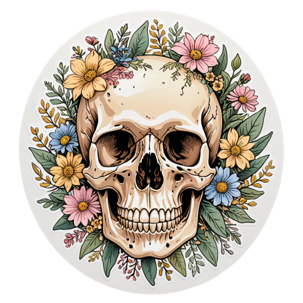 Wildflower Skull — skull stickers