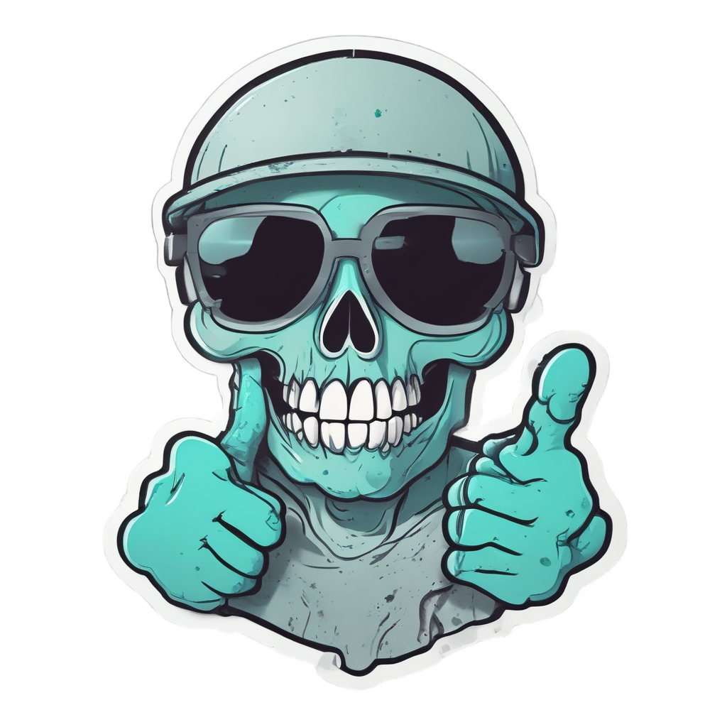 Skull Giving Thumbs Up — war-paint skull stickers
