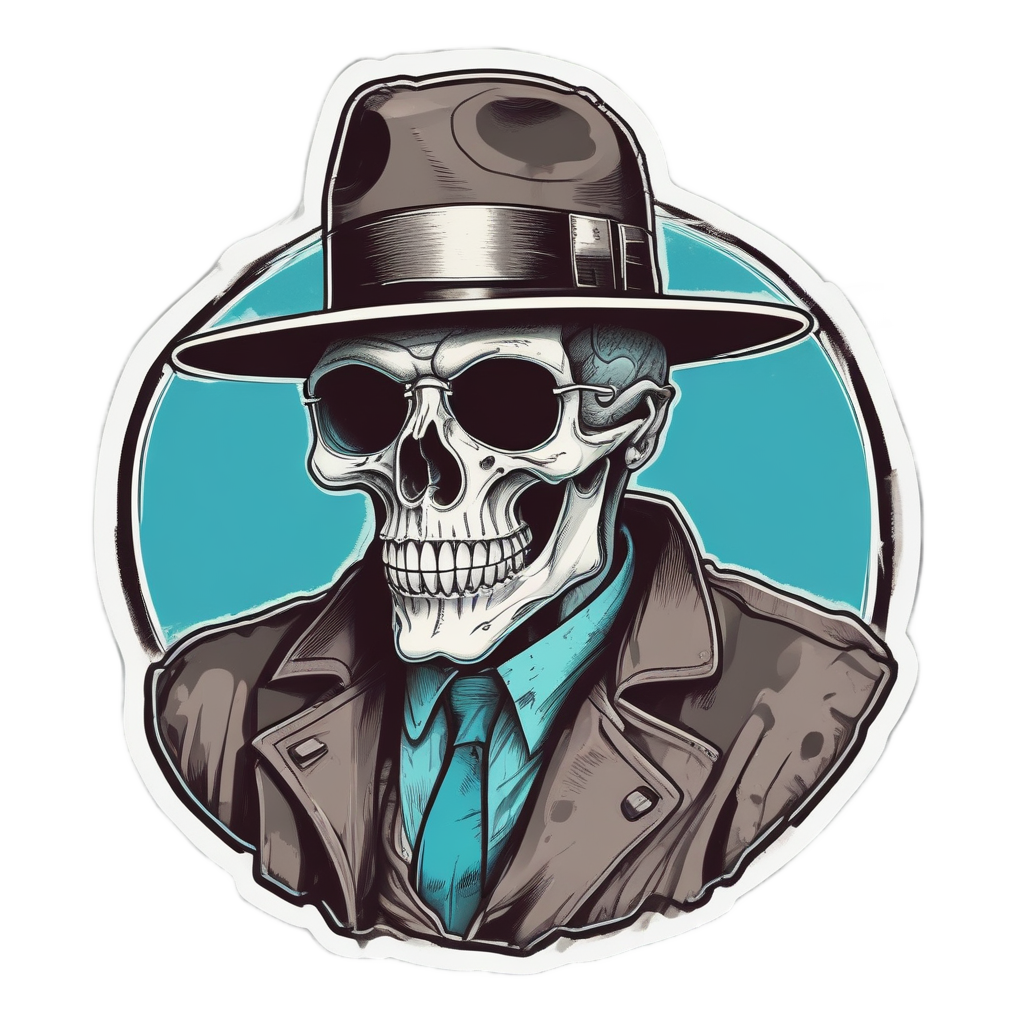 Skull Gumshoe Detective — minimal skull stickers