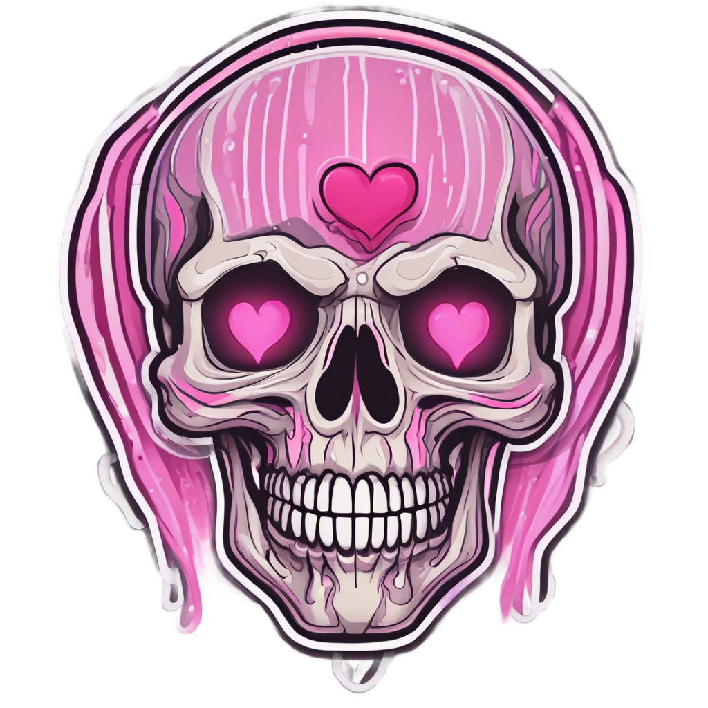 Skull Heart Neon Love — war-paint skull stickers