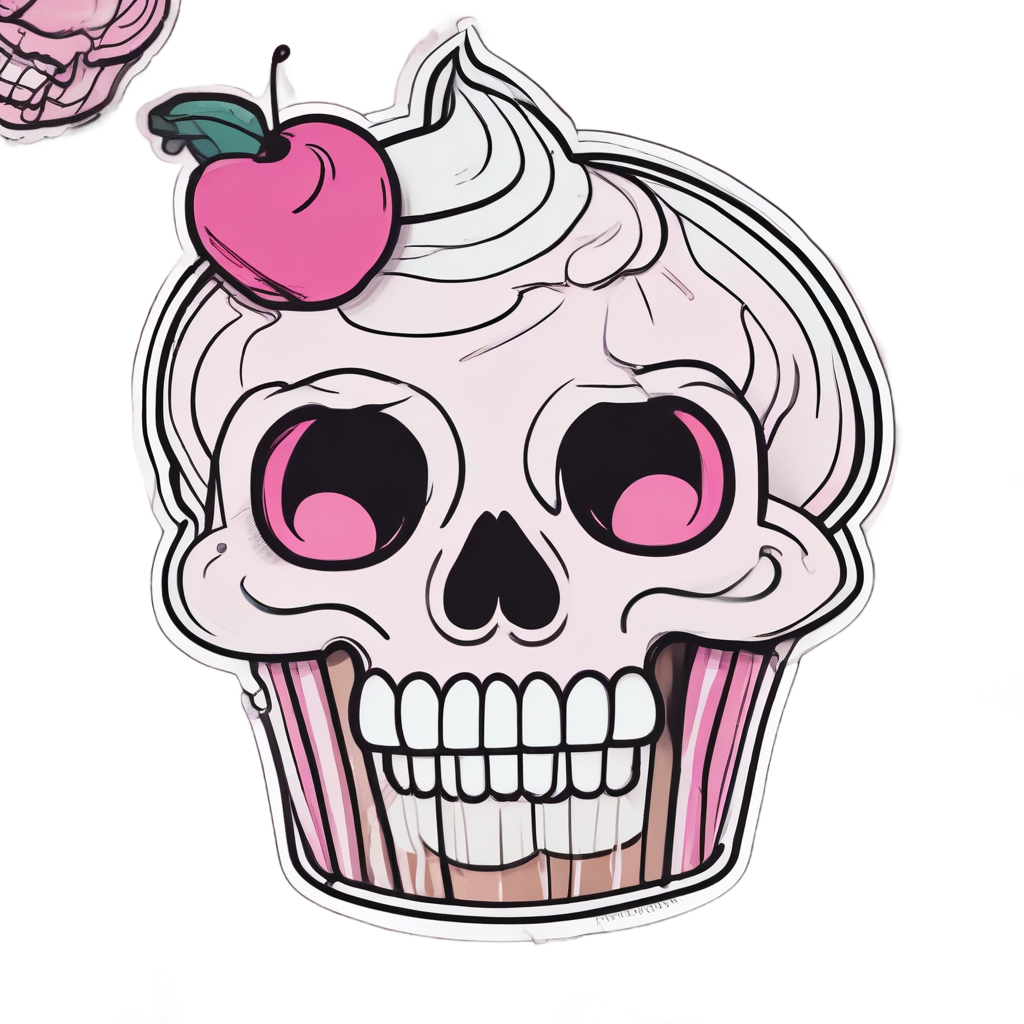 Skull Holding a Cupcake — dessert stickers
