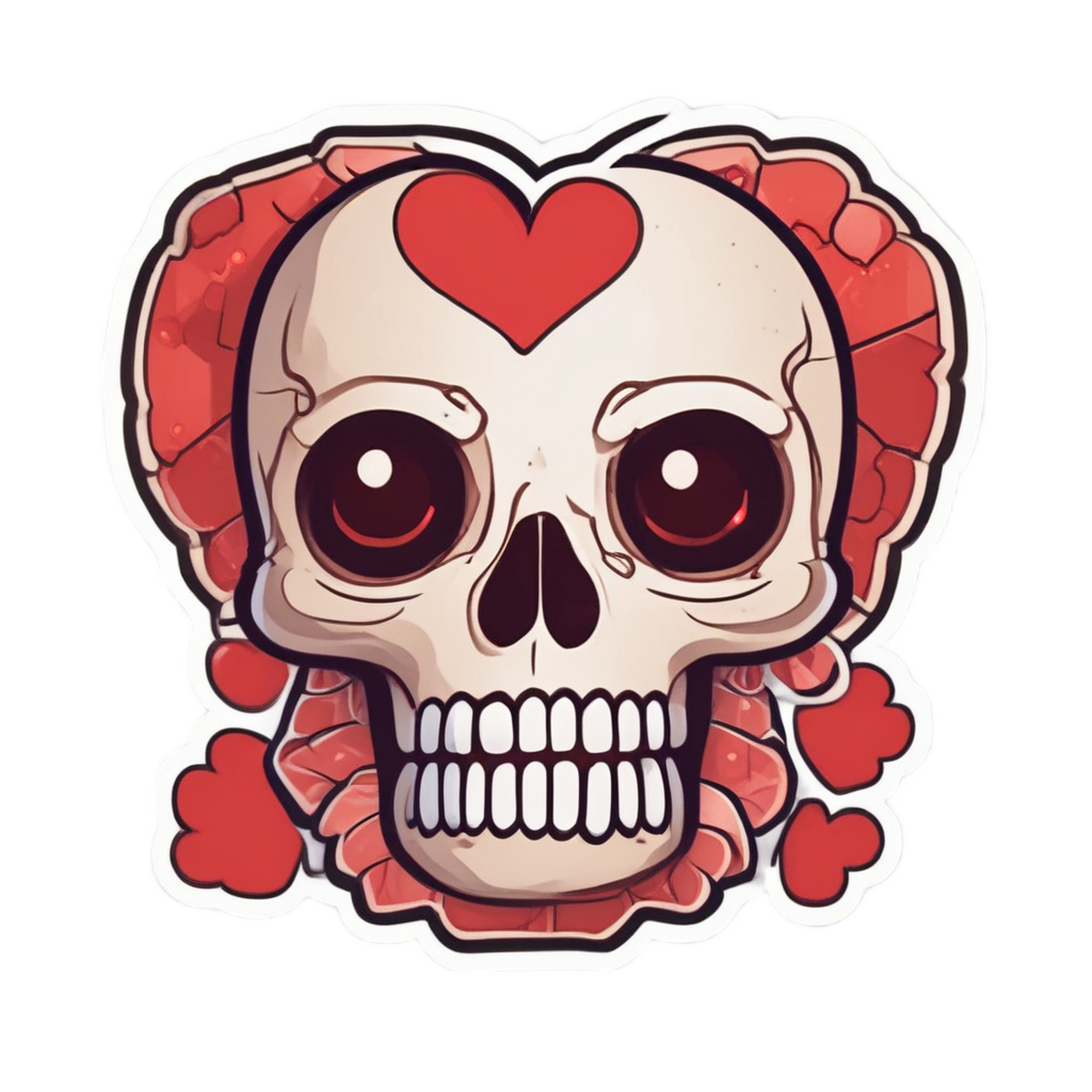 Skull Holding Heart — boho skull stickers