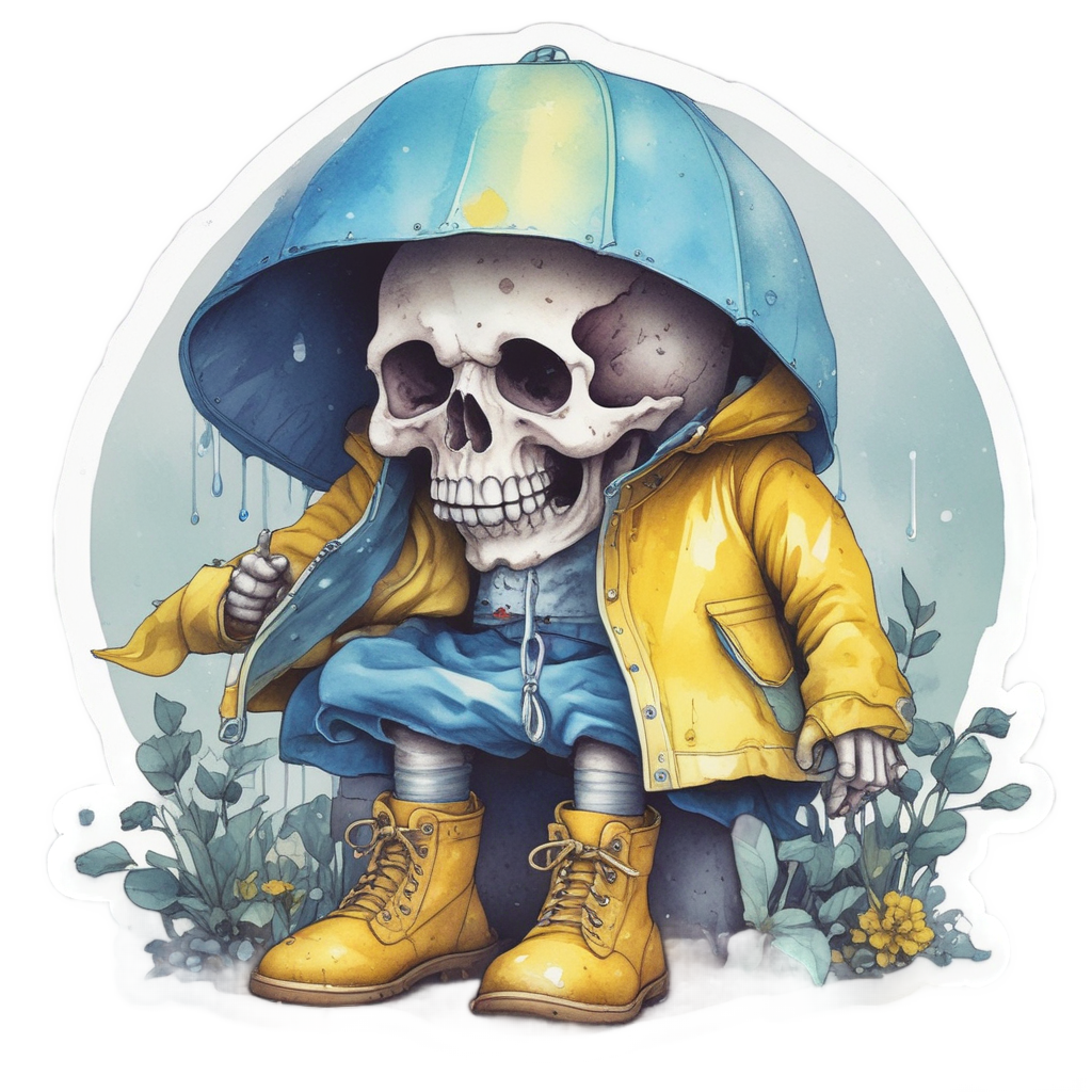 Skull in a Raincoat — cute skull stickers