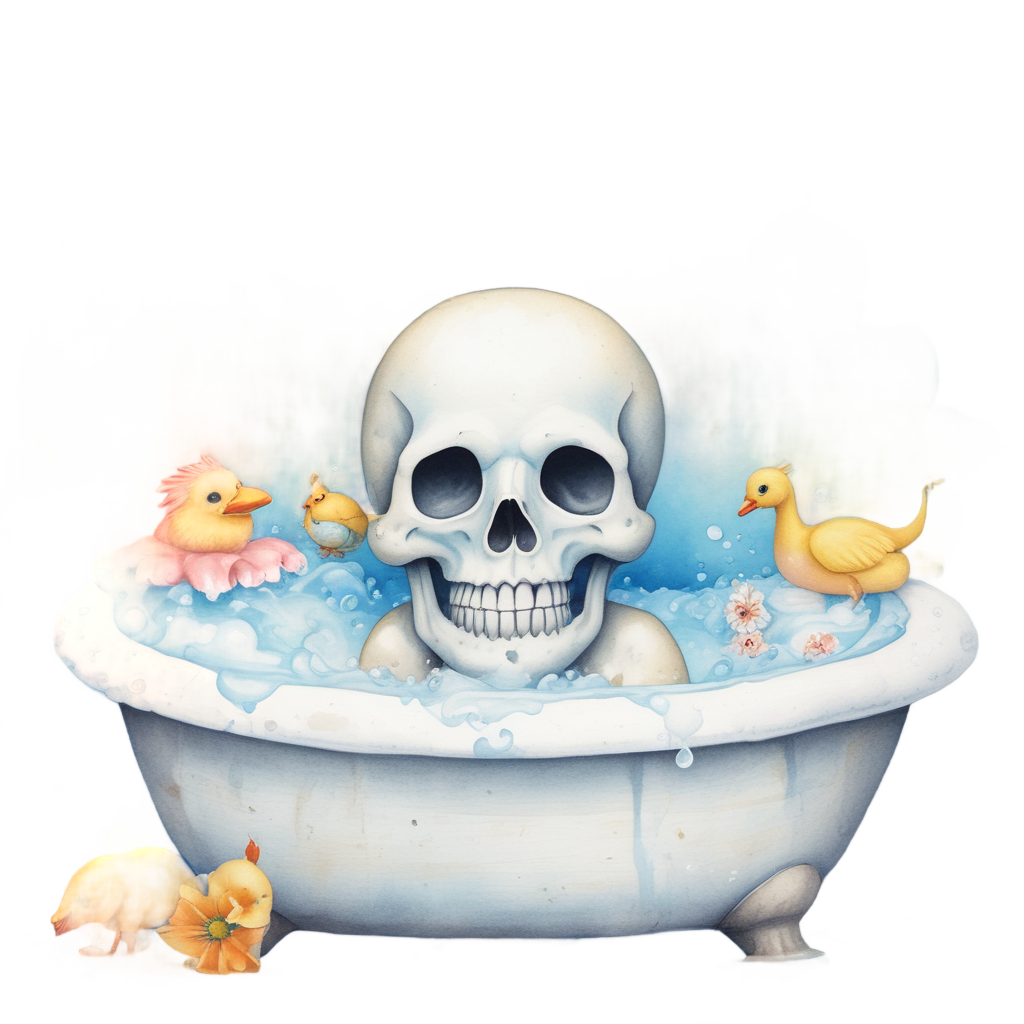 Skull in Bubble Bath — cute skull stickers