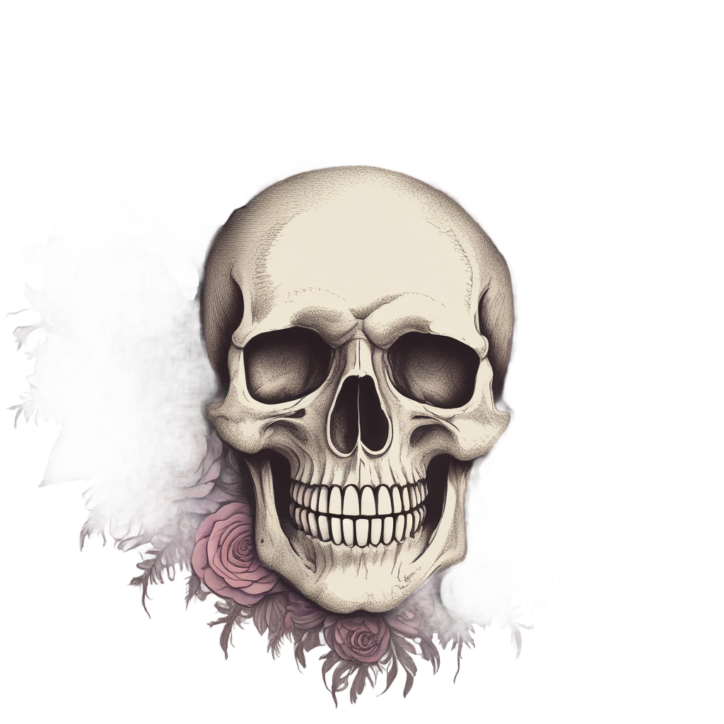 Skull in Floral Wreath — boho skull stickers