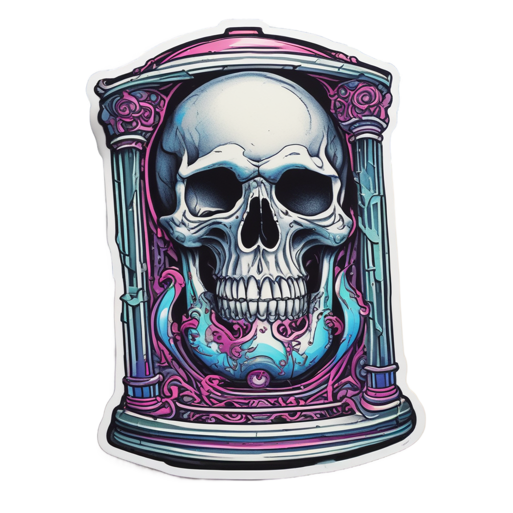 Skull in Hourglass — reaper skull stickers