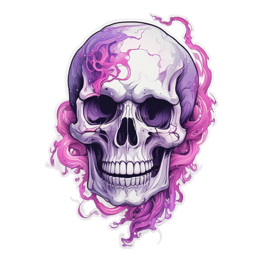 Skull in Neon Smoke — minimal skull stickers