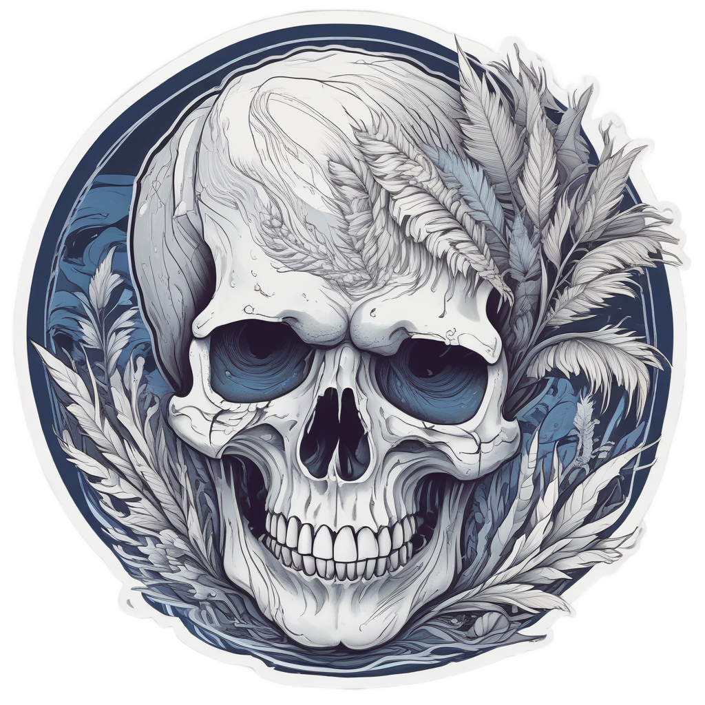 Skull in Pampas Storm — boho skull stickers