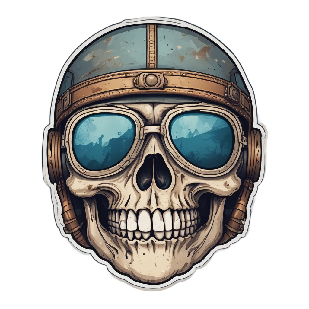 Skull in Pilot Goggles — war-paint skull stickers