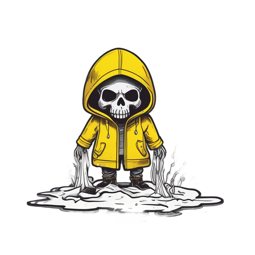 Skull in Raincoat — minimal skull stickers