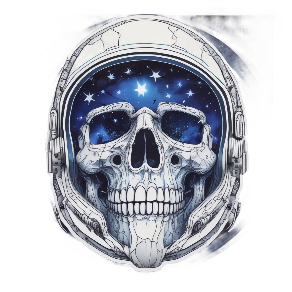 Skull in Space Helmet — minimal skull stickers