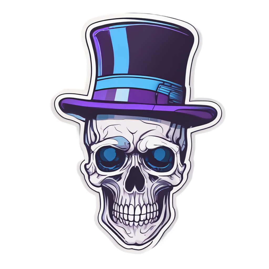 Skull in Top Hat — minimal skull stickers