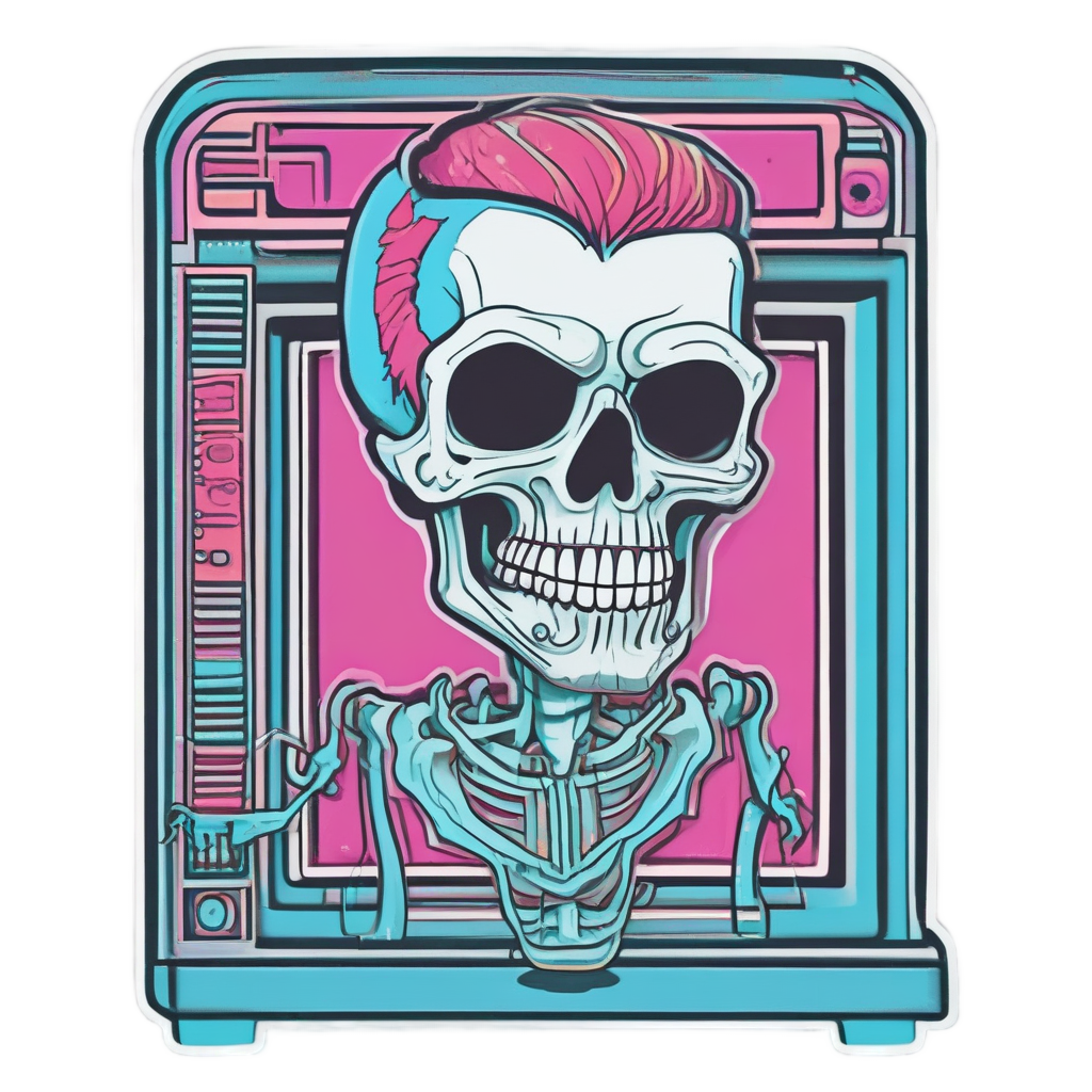Skull Jukebox Dancer — minimal skull stickers