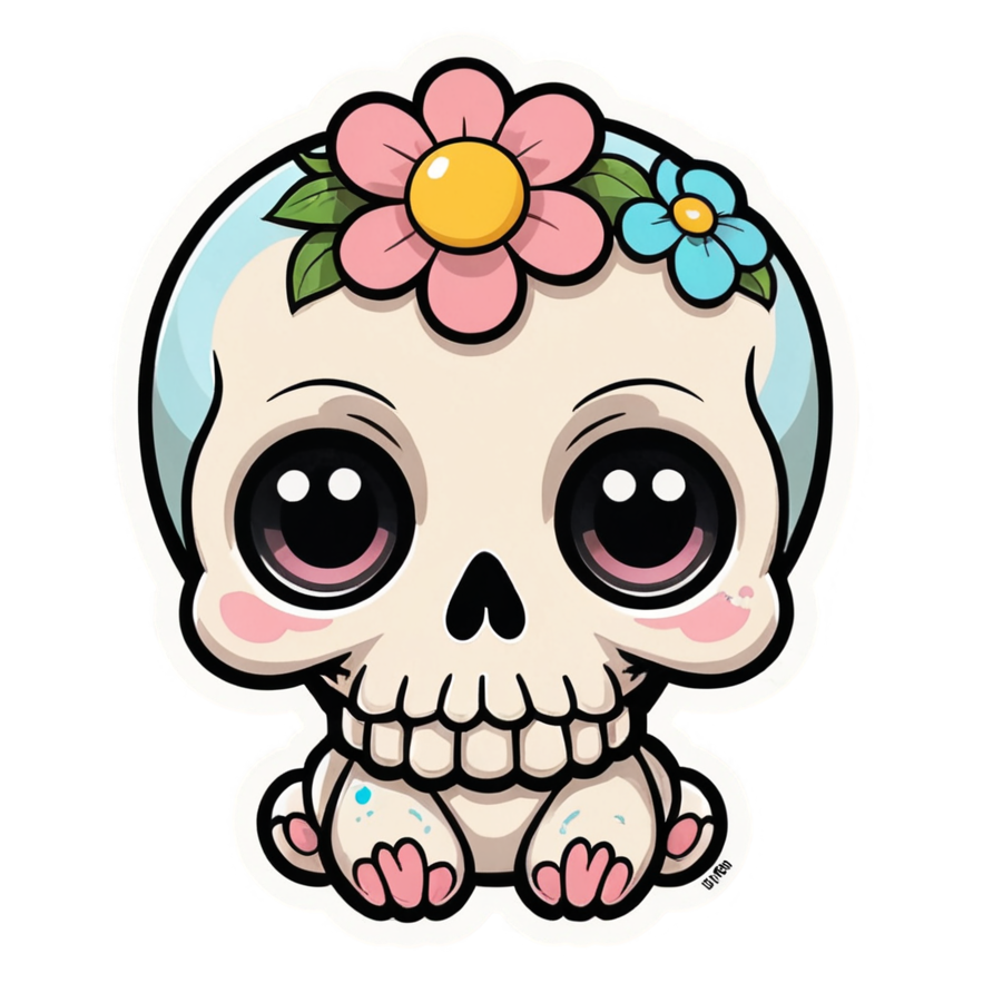 Flower Cutie Skull — skull stickers