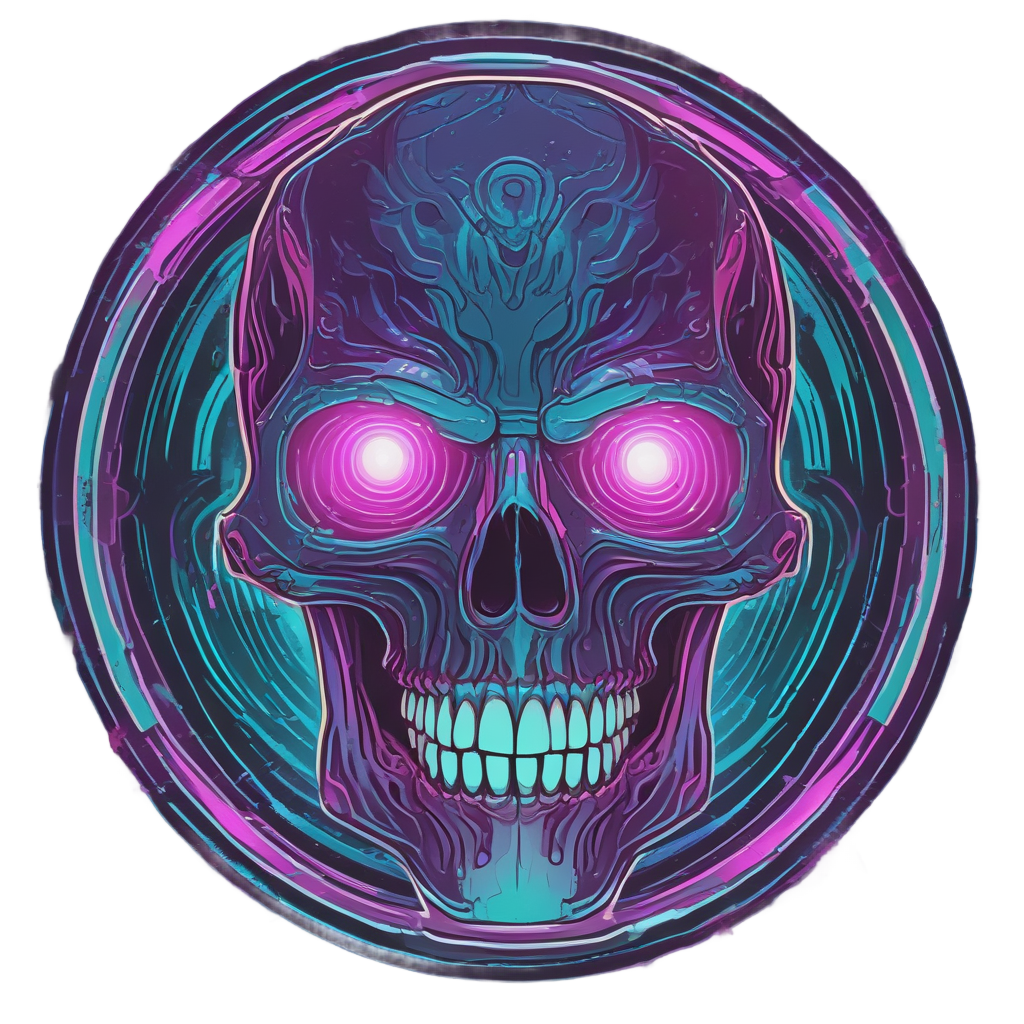 Skull Laser Glare — neon cyber skull stickers