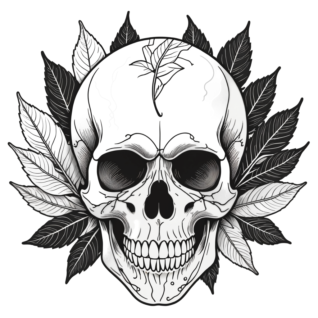 Botanical Line Skull — skull stickers