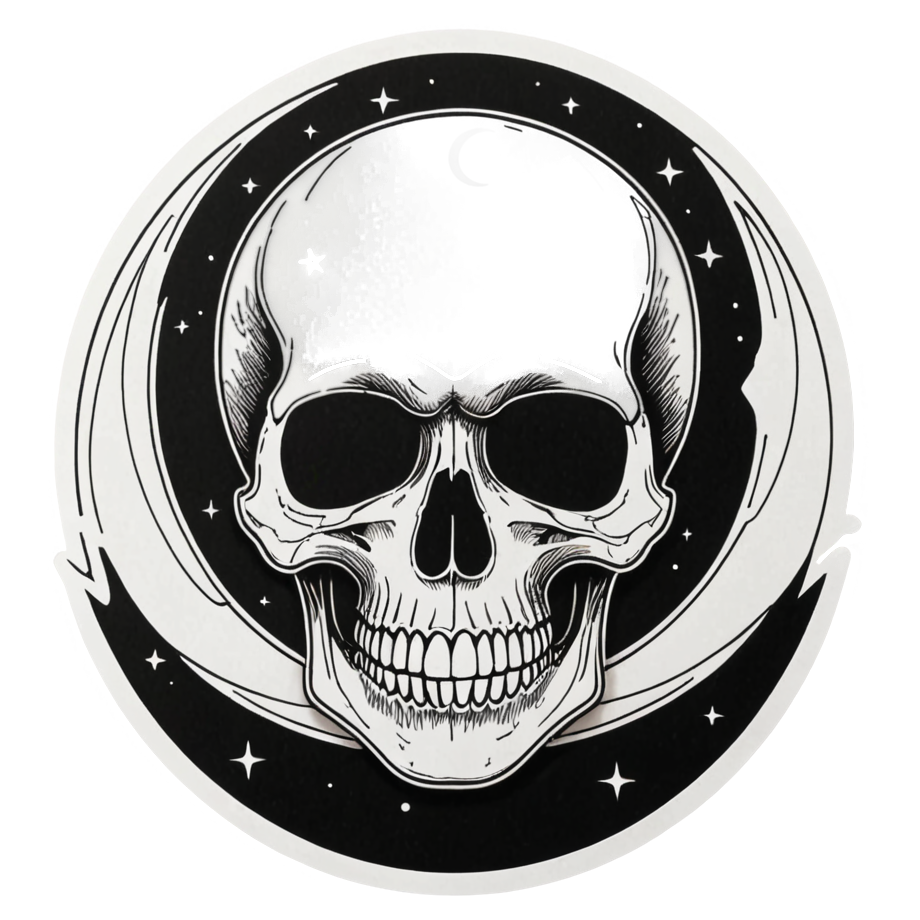 Line Crescent Skull — skull stickers