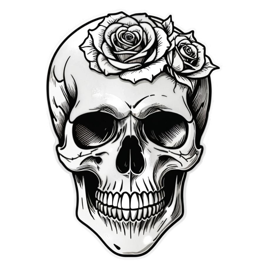 Line Rose Skull — skull stickers