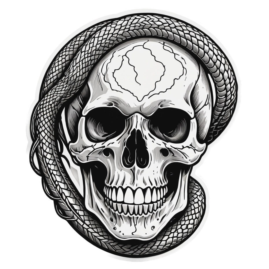 Line Snake Skull — skull stickers