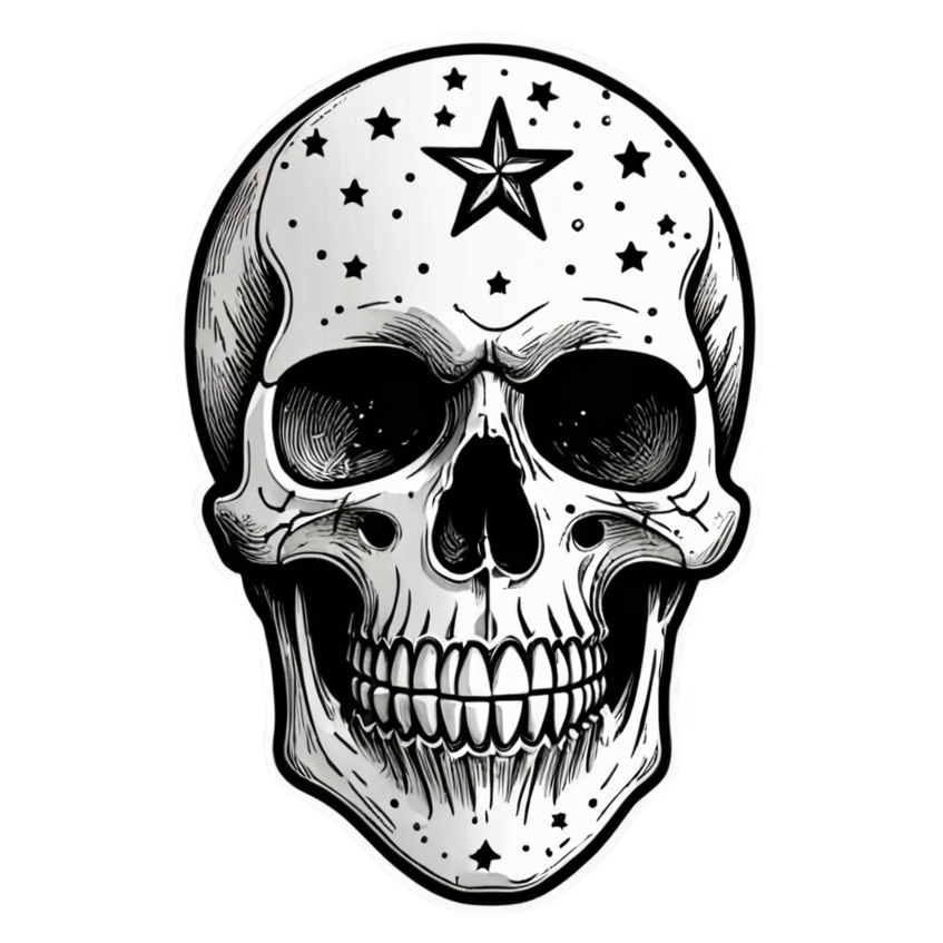 Line Star Skull — skull stickers